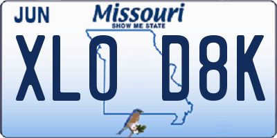 MO license plate XL0D8K
