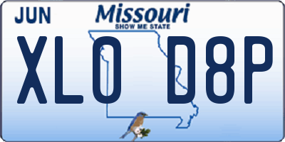 MO license plate XL0D8P