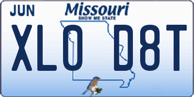 MO license plate XL0D8T