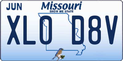 MO license plate XL0D8V