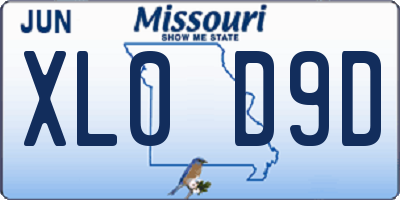 MO license plate XL0D9D