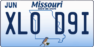 MO license plate XL0D9I