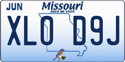 MO license plate XL0D9J
