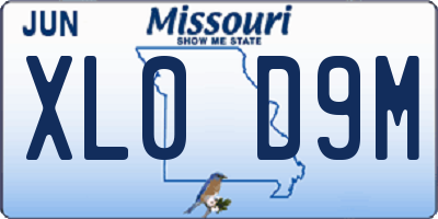 MO license plate XL0D9M