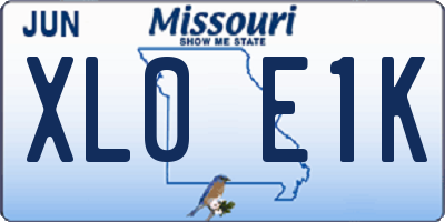 MO license plate XL0E1K