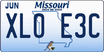 MO license plate XL0E3C