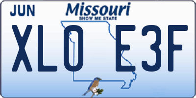 MO license plate XL0E3F