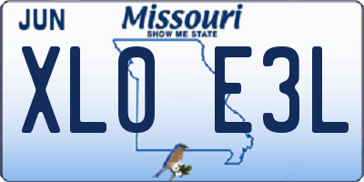 MO license plate XL0E3L
