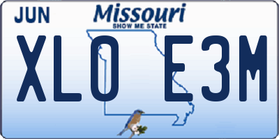 MO license plate XL0E3M