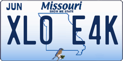 MO license plate XL0E4K