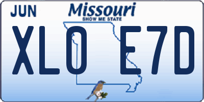 MO license plate XL0E7D