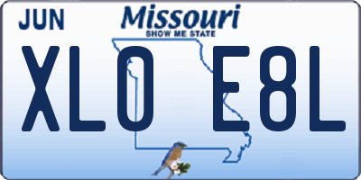 MO license plate XL0E8L