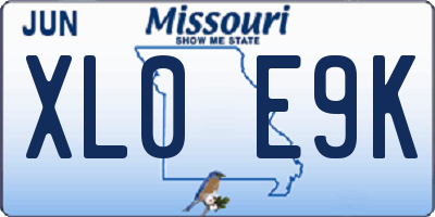MO license plate XL0E9K