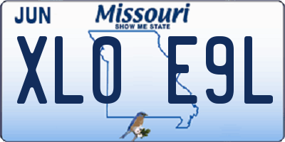 MO license plate XL0E9L