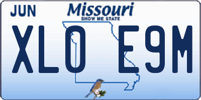 MO license plate XL0E9M