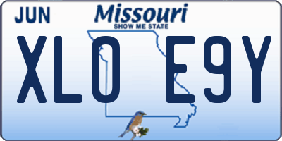MO license plate XL0E9Y