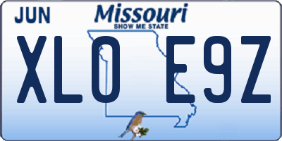 MO license plate XL0E9Z