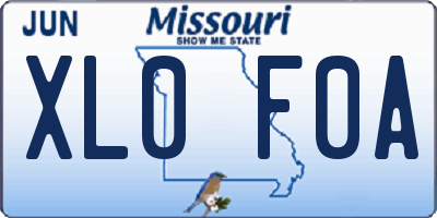 MO license plate XL0F0A