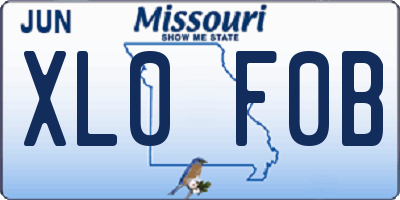 MO license plate XL0F0B
