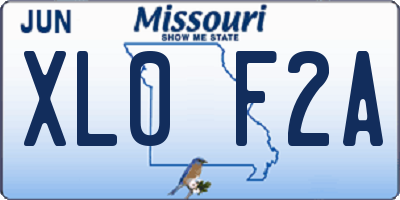 MO license plate XL0F2A