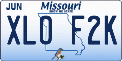 MO license plate XL0F2K