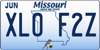 MO license plate XL0F2Z