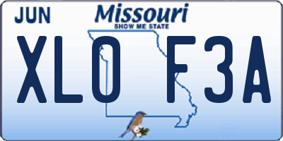 MO license plate XL0F3A