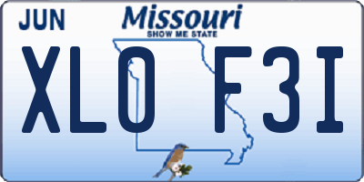 MO license plate XL0F3I