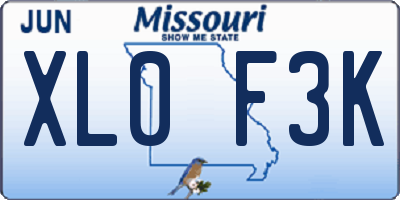 MO license plate XL0F3K