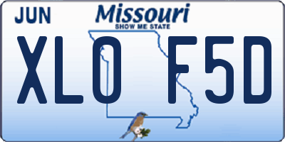MO license plate XL0F5D
