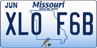 MO license plate XL0F6B