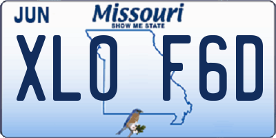 MO license plate XL0F6D