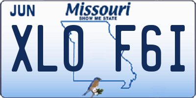 MO license plate XL0F6I