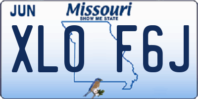 MO license plate XL0F6J
