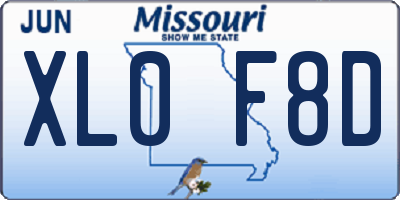 MO license plate XL0F8D