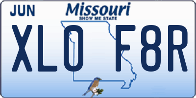 MO license plate XL0F8R