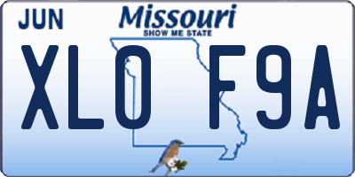 MO license plate XL0F9A