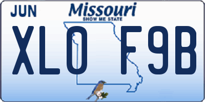 MO license plate XL0F9B