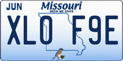 MO license plate XL0F9E