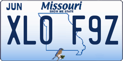 MO license plate XL0F9Z
