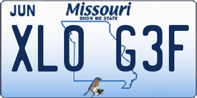 MO license plate XL0G3F
