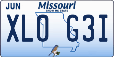 MO license plate XL0G3I