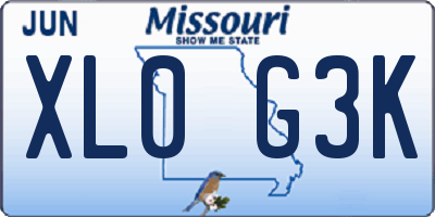 MO license plate XL0G3K