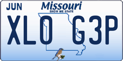 MO license plate XL0G3P