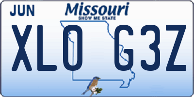 MO license plate XL0G3Z