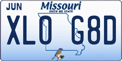MO license plate XL0G8D