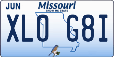 MO license plate XL0G8I