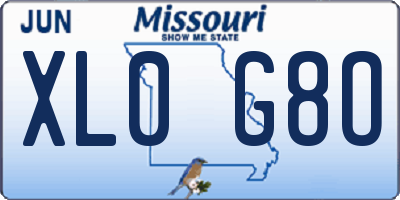 MO license plate XL0G8O