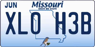 MO license plate XL0H3B