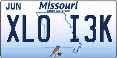 MO license plate XL0I3K